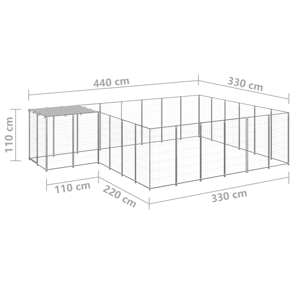 Gabbia per Cani Argento 12,1 m² in Acciaio 3082220