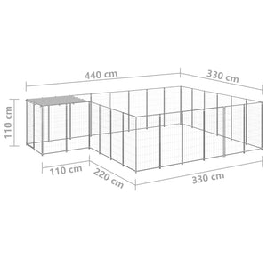 Gabbia per Cani Argento 12,1 m² in Acciaio 3082220