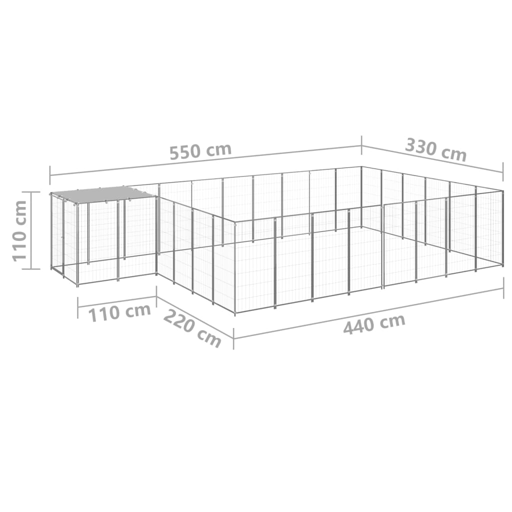 Gabbia per Cani Argento 15,73 m² in Acciaio   cod mxl 44098