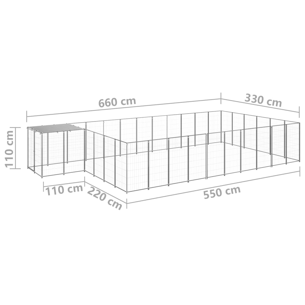 Gabbia per Cani Argento 19,36 m² in Acciaio   cod mxl 48558