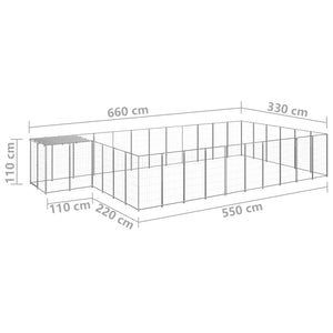 Gabbia per Cani Argento 19,36 m² in Acciaio   cod mxl 48558