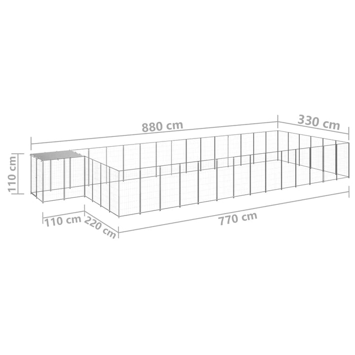 Gabbia per Cani Argento 26,62 m² in Acciaio 3082224