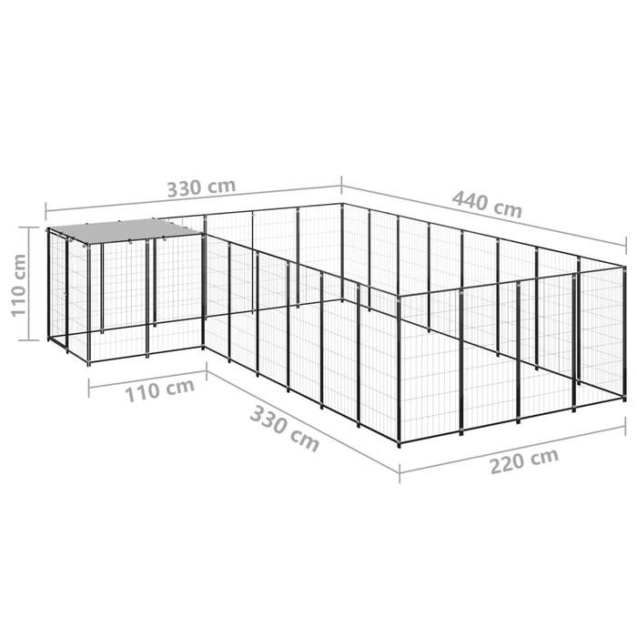 Gabbia per Cani Nera 10,89 m² in Acciaio 3082226