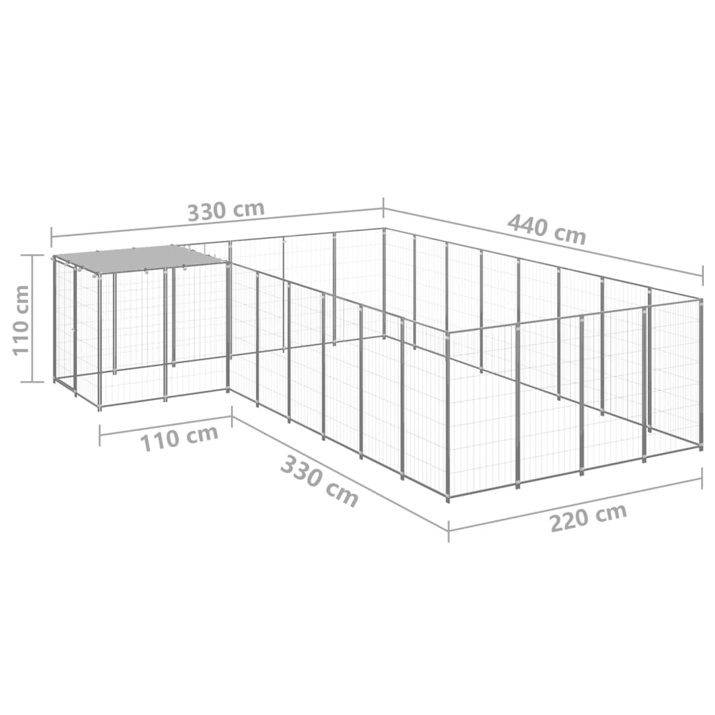 Gabbia per Cani Argento 10,89 m² in Acciaio   cod mxl 48593