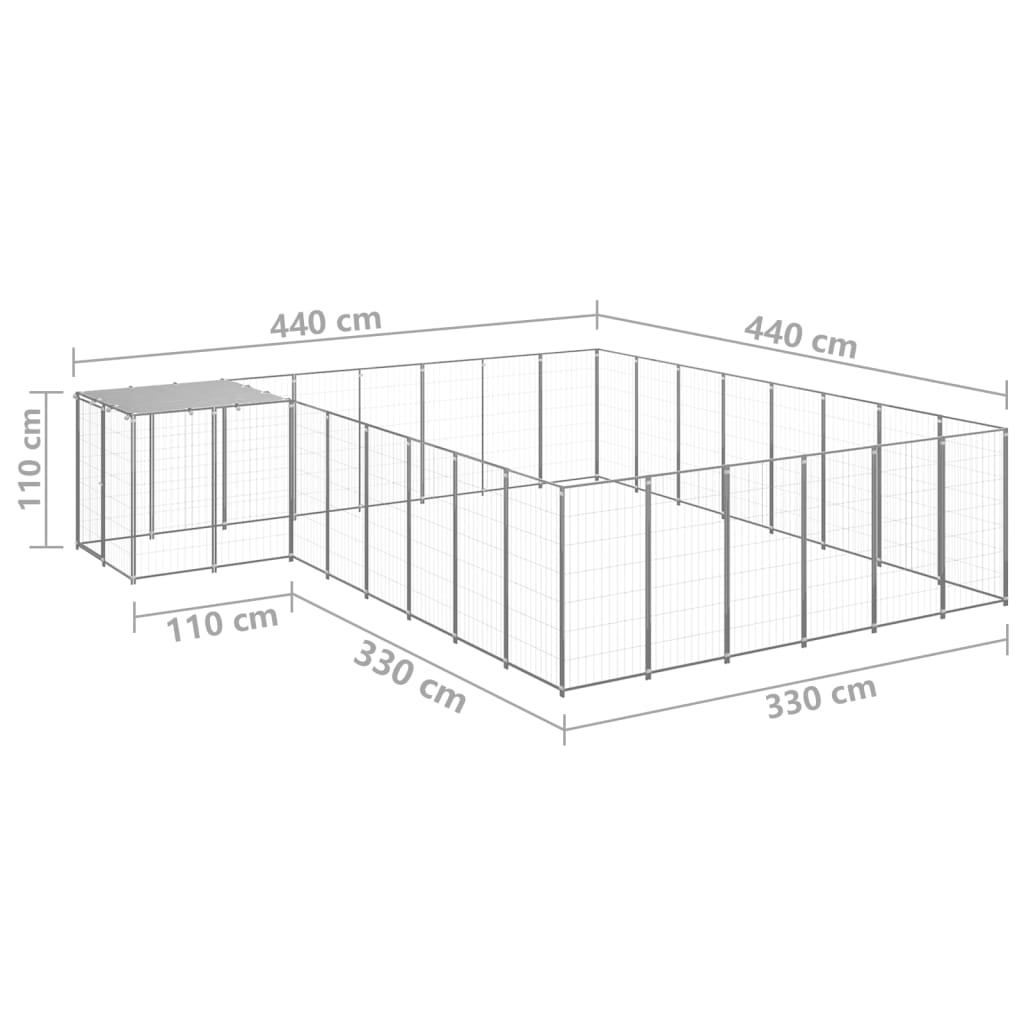 Gabbia per Cani Argento 15,73 m² in Acciaio   cod mxl 44103