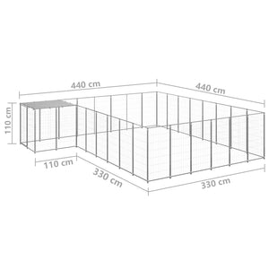 Gabbia per Cani Argento 15,73 m² in Acciaio   cod mxl 44103