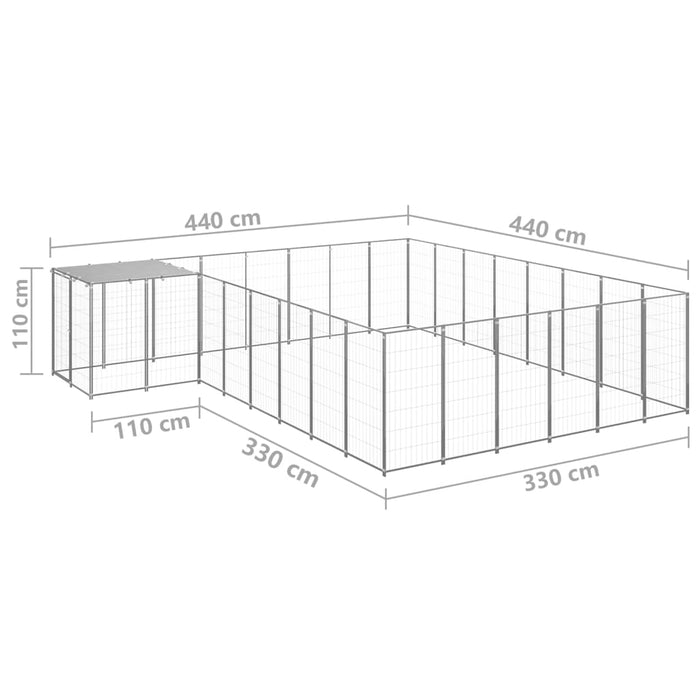 Gabbia per Cani Argento 15,73 m² in Acciaio   cod mxl 44103