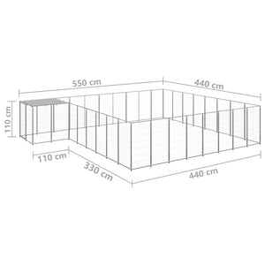 Gabbia per Cani Argento 20,57 m² in Acciaio   cod mxl 48553