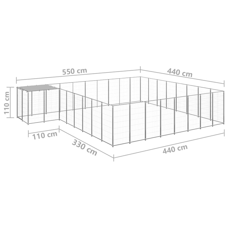 Gabbia per Cani Argento 20,57 m² in Acciaio   cod mxl 48553