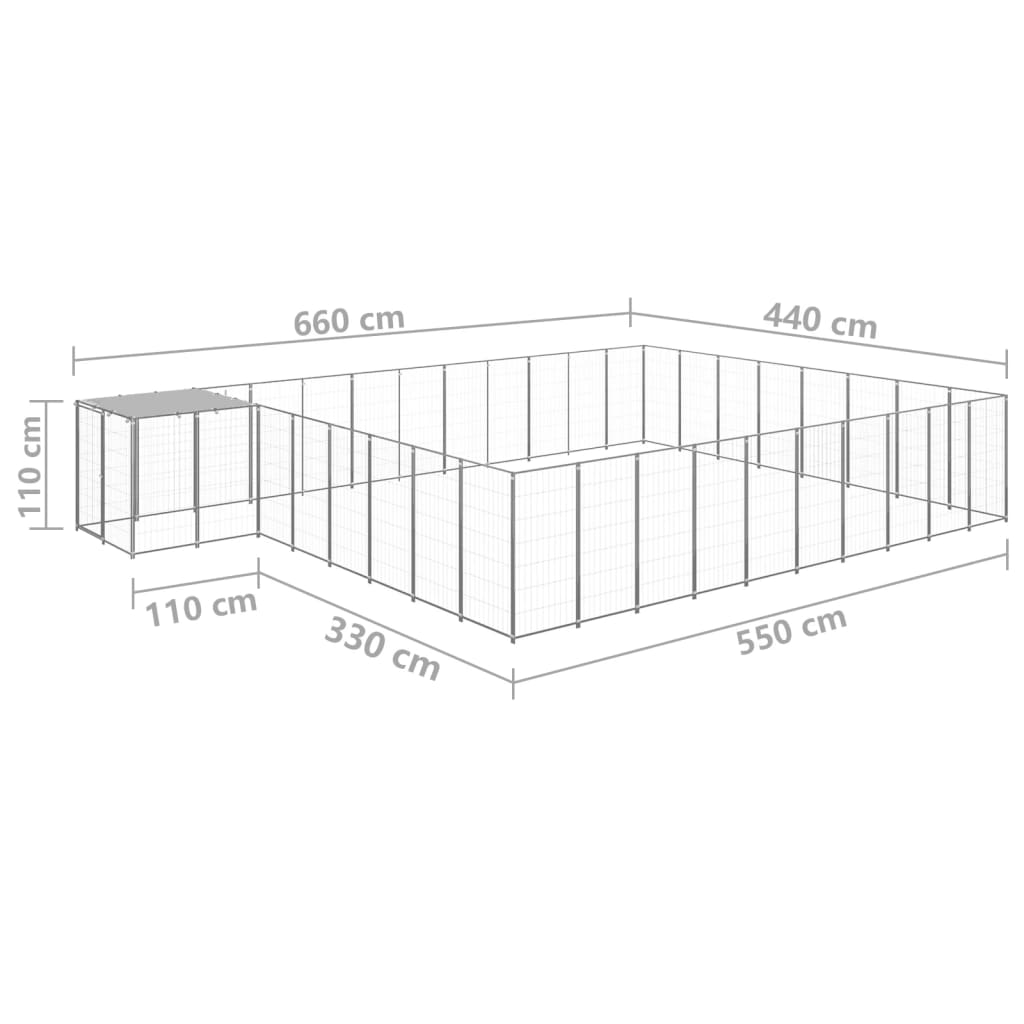 Gabbia per Cani Argento 25,41 m² in Acciaio   cod mxl 34123