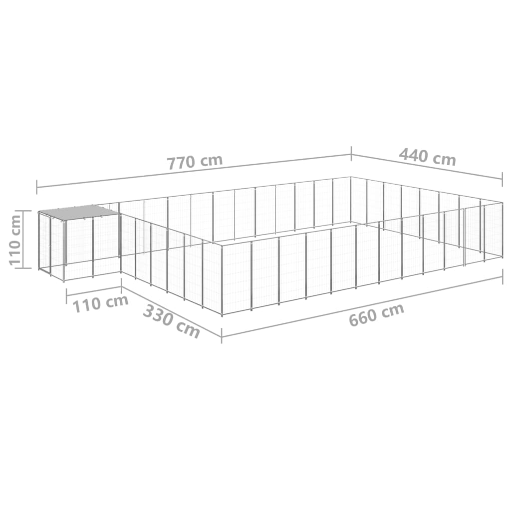 Gabbia per Cani Argento 30,25 m² in Acciaio 3082236