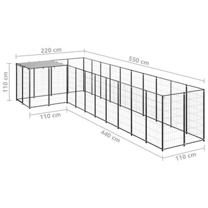 Gabbia per Cani Nera 7,26 m² in Acciaio   cod mxl 52720