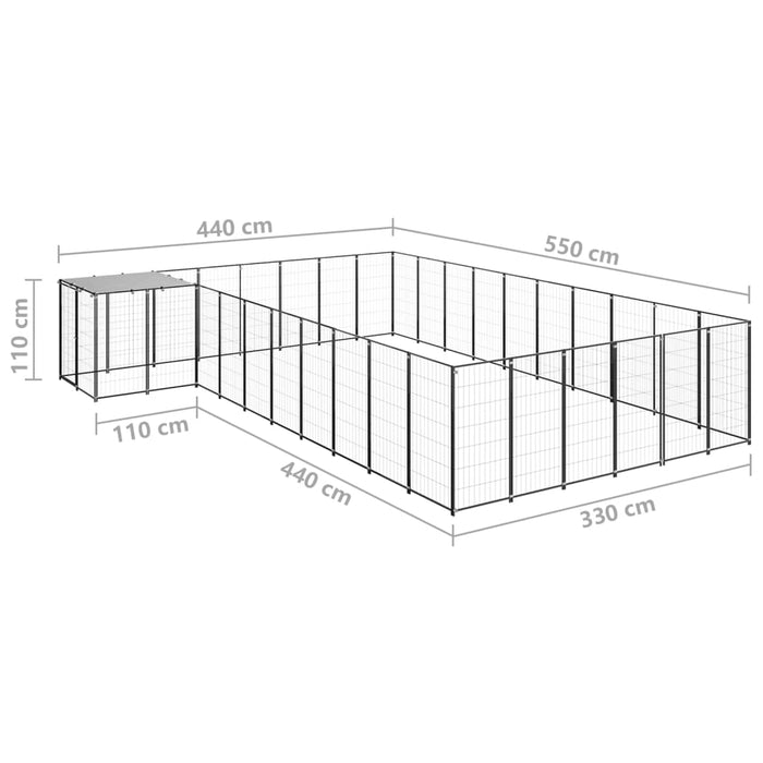 Gabbia per Cani Nera 19,36 m² in Acciaio   cod mxl 52606