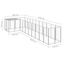 Gabbia per Cani Argento 7,26 m² in Acciaio   cod mxl 48586