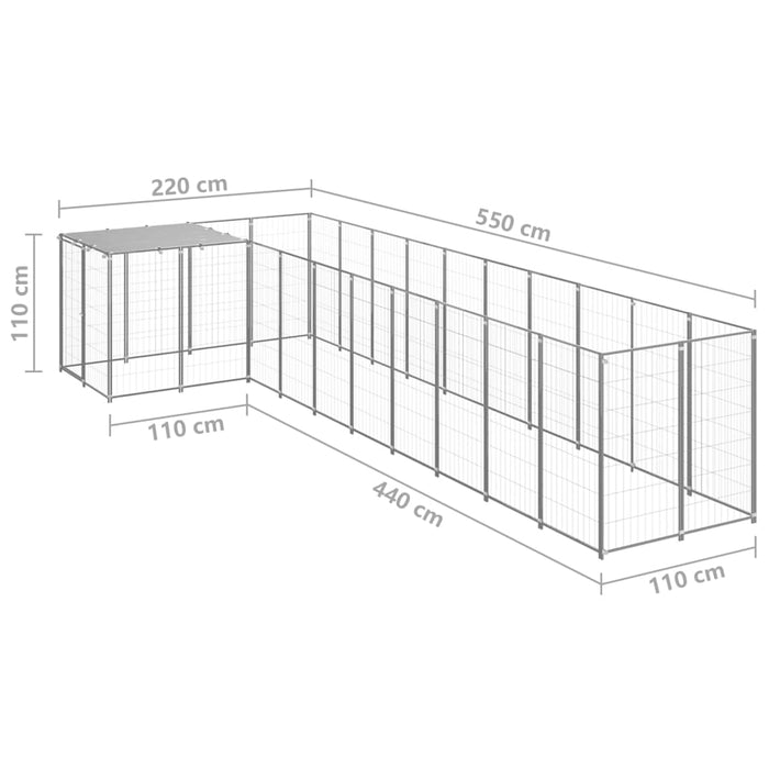 Gabbia per Cani Argento 7,26 m² in Acciaio   cod mxl 48586