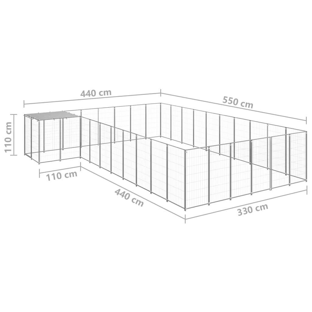 Gabbia per Cani Argento 19,36 m² in Acciaio   cod mxl 48602