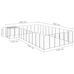 Gabbia per Cani Argento 19,36 m² in Acciaio   cod mxl 48602