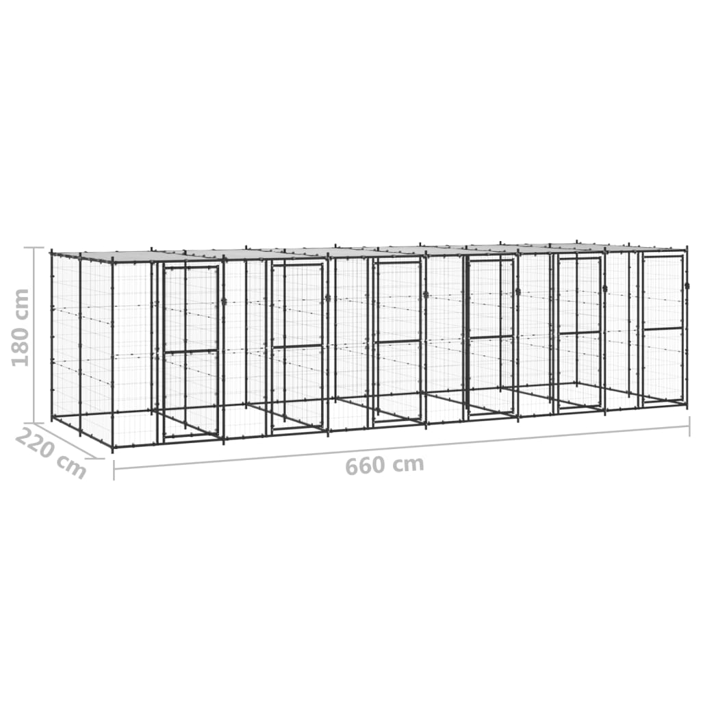 Gabbia per Cani da Esterno in Acciaio con Tetto 14,52 m² cod mxl 56932