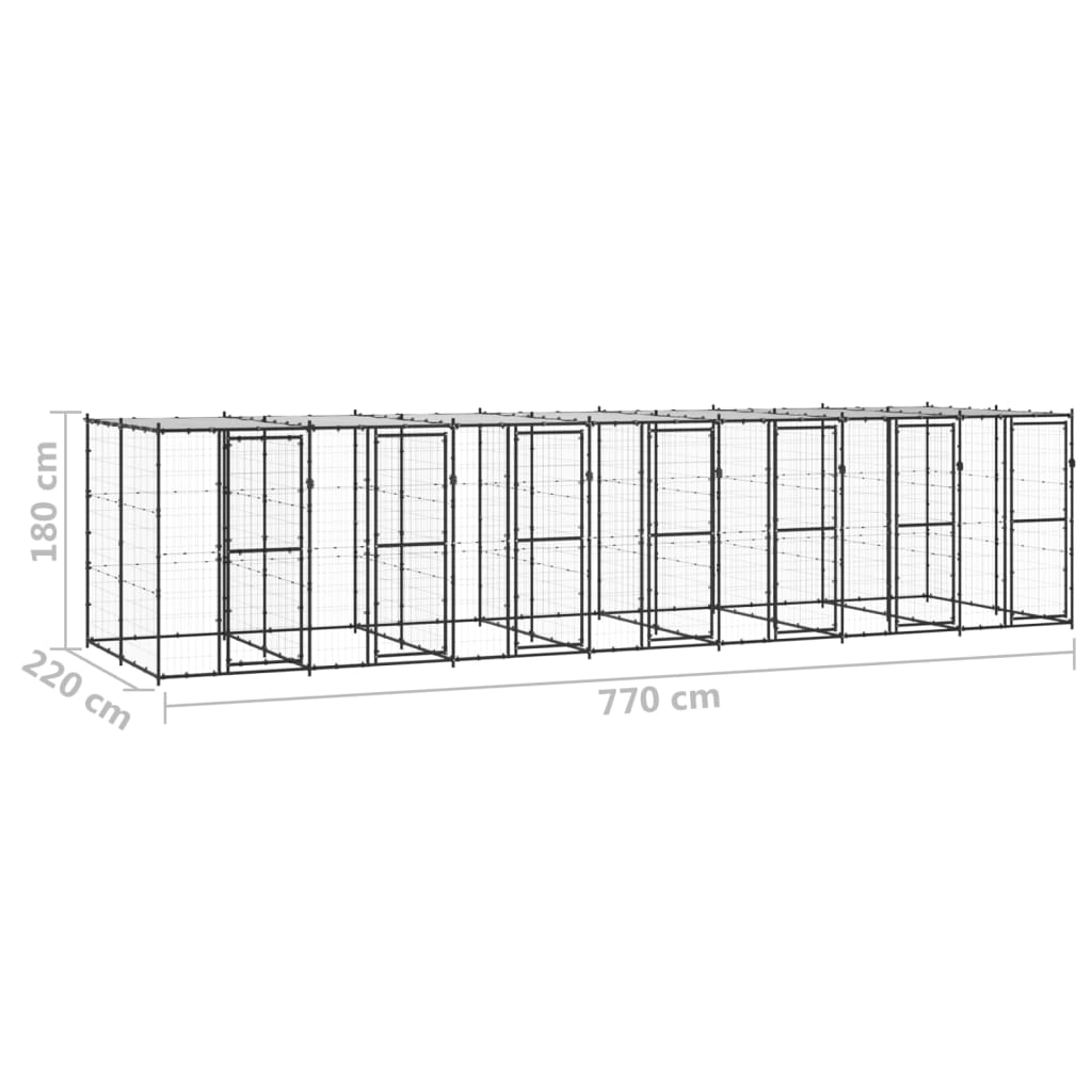 Gabbia per Cani da Esterno in Acciaio con Tetto 16,94 m² cod mxl 56931