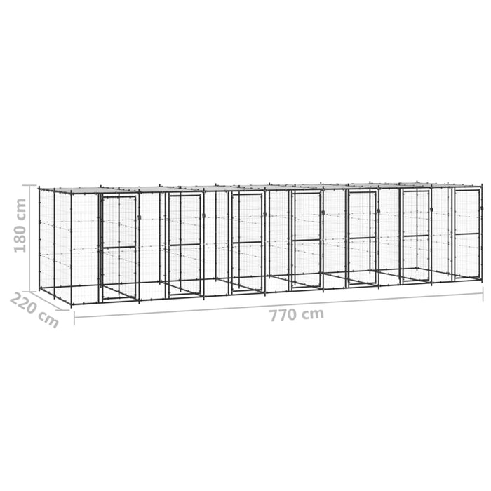 Gabbia per Cani da Esterno in Acciaio con Tetto 16,94 m² cod mxl 56931