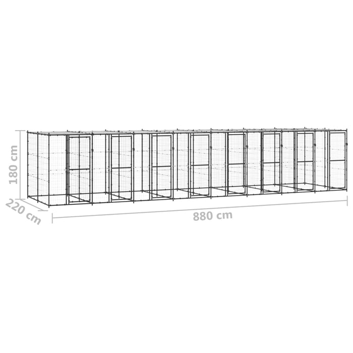 Gabbia per Cani da Esterno in Acciaio con Tetto 19,36 m² cod mxl 57015