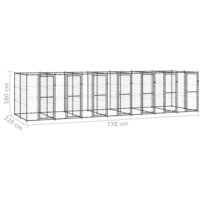 Gabbia per Cani da Esterno in Acciaio 16,94 m² cod mxl 62190