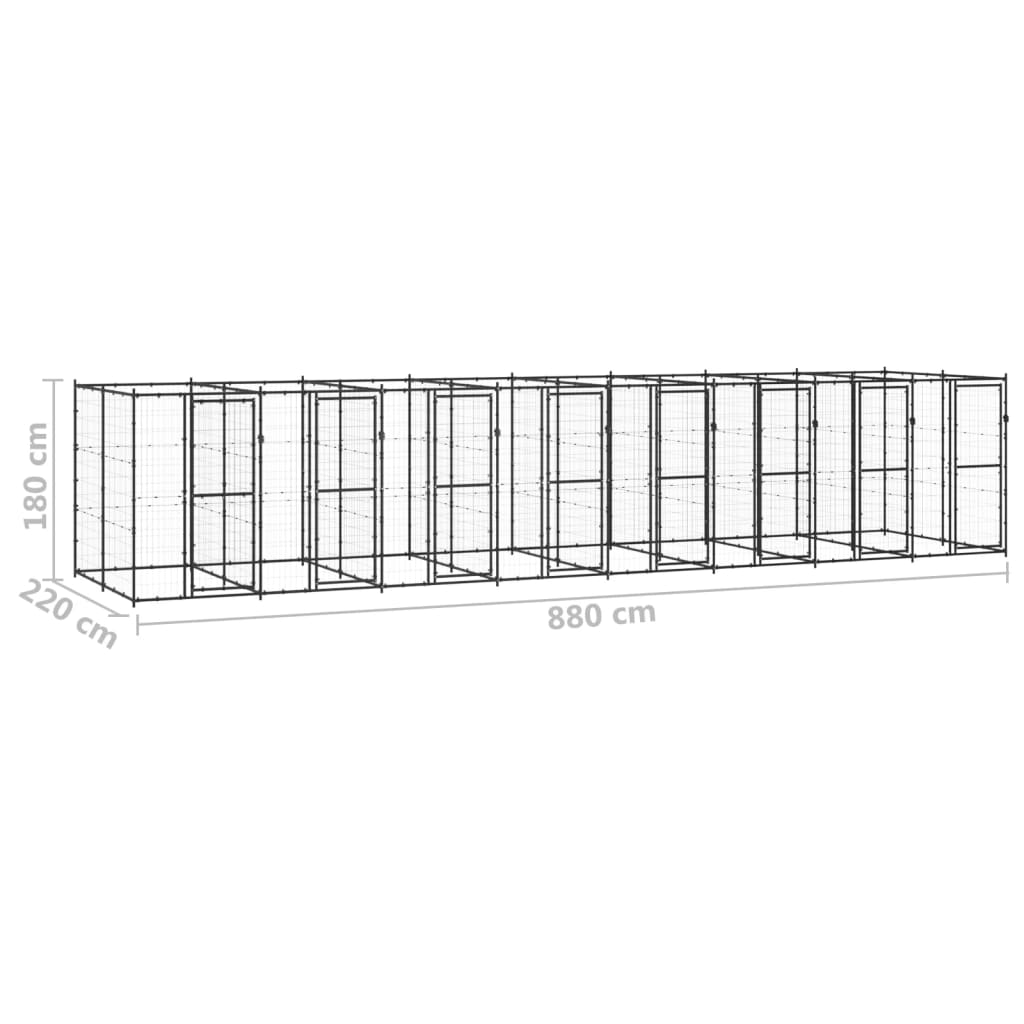 Gabbia per Cani da Esterno in Acciaio 19,36 m² cod mxl 62176