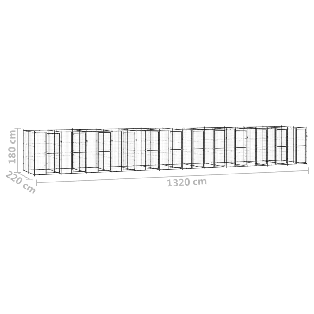 Gabbia per Cani da Esterno in Acciaio 29,04 m² cod mxl 61048