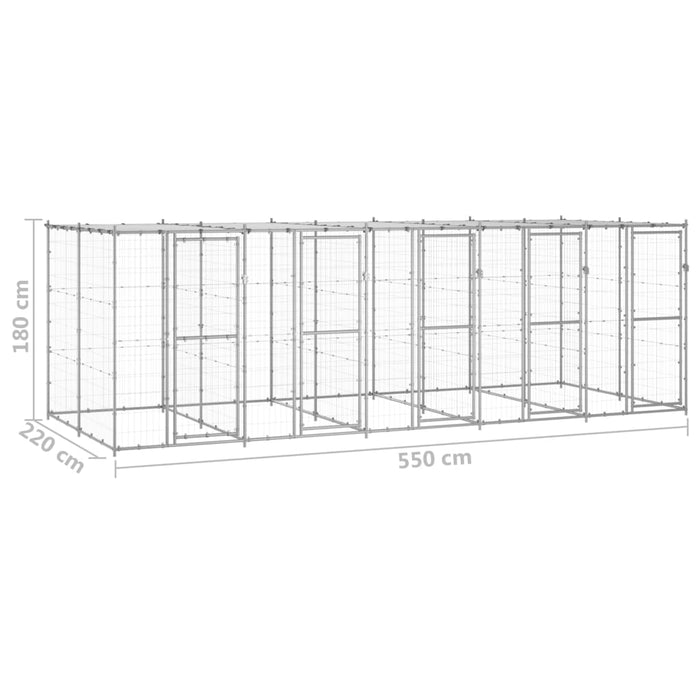 Gabbia per Cani da Esterno in Acciaio Zincato con Tetto 12,1 m² cod mxl 56897