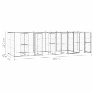 Gabbia per Cani da Esterno in Acciaio Zincato con Tetto 14,52m² cod mxl 56935