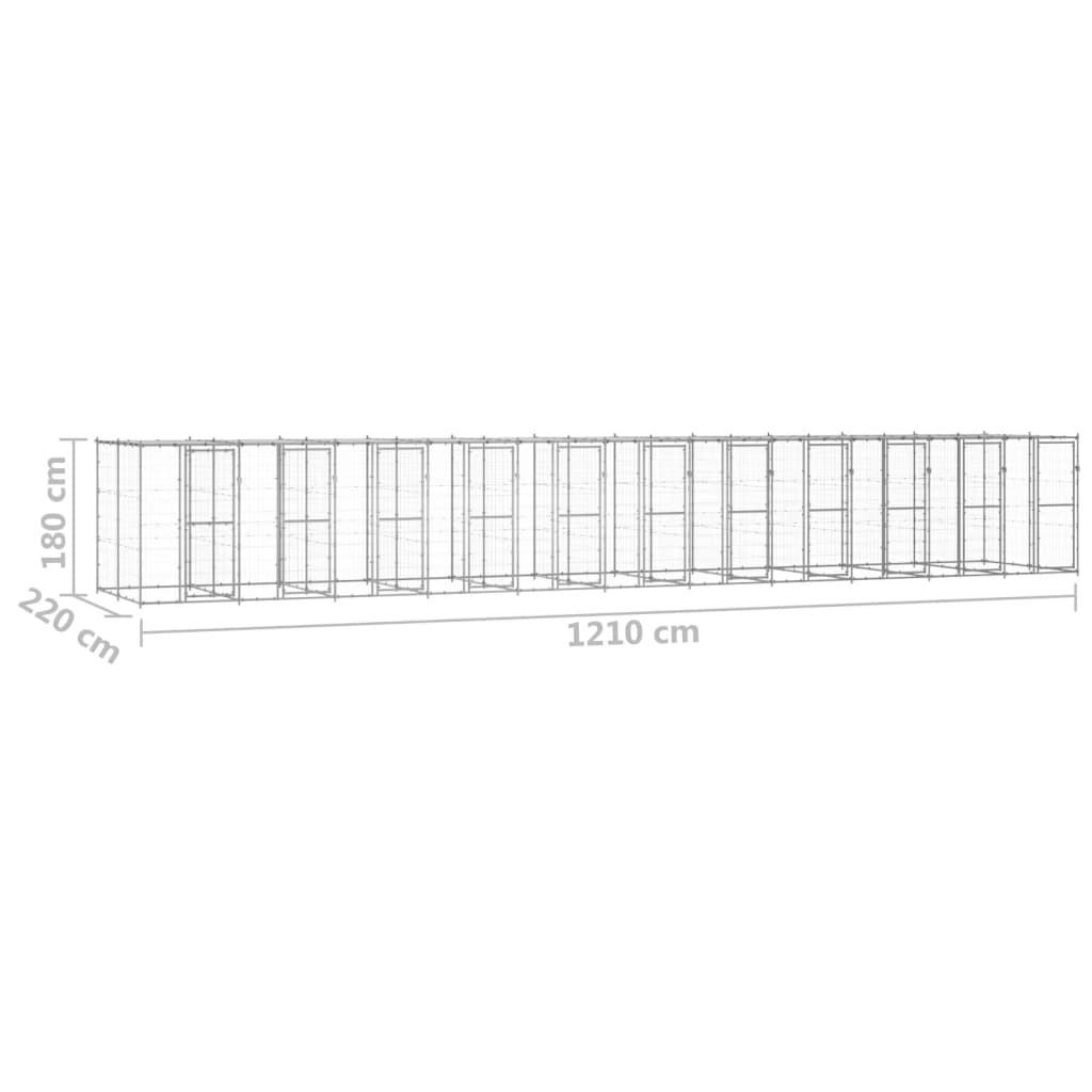 Gabbia per Cani da Esterno in Acciaio Zincato con Tetto 26,62m² cod mxl 56926