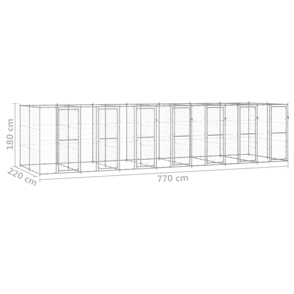 Gabbia per Cani da Esterno in Acciaio Zincato 16,94 m²