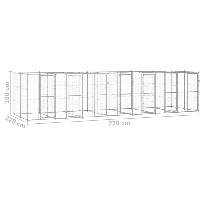 Gabbia per Cani da Esterno in Acciaio Zincato 16,94 m²