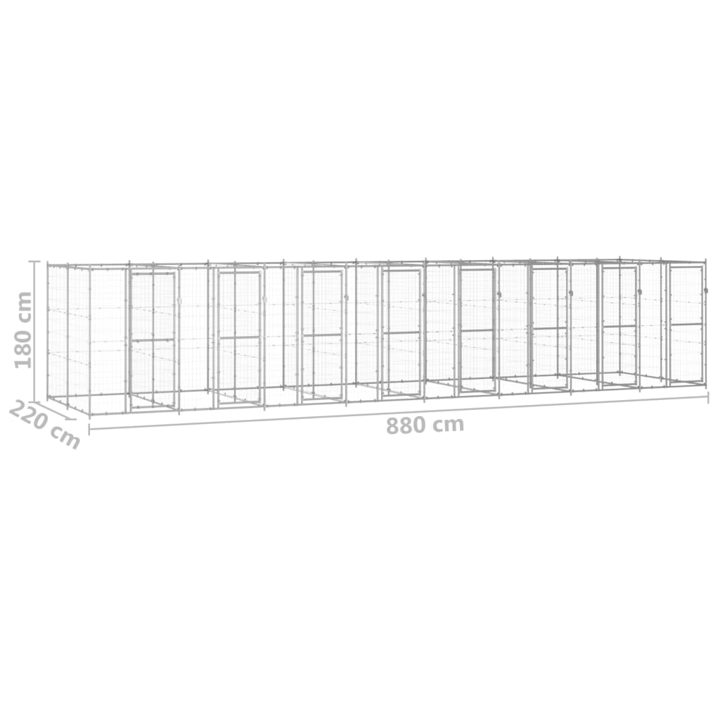 Gabbia per Cani da Esterno in Acciaio Zincato 19,36 m² cod mxl 59970