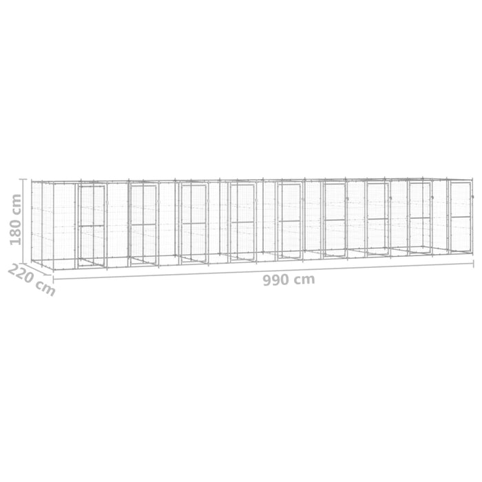 Gabbia per Cani da Esterno in Acciaio Zincato 21,78m² cod mxl 59981