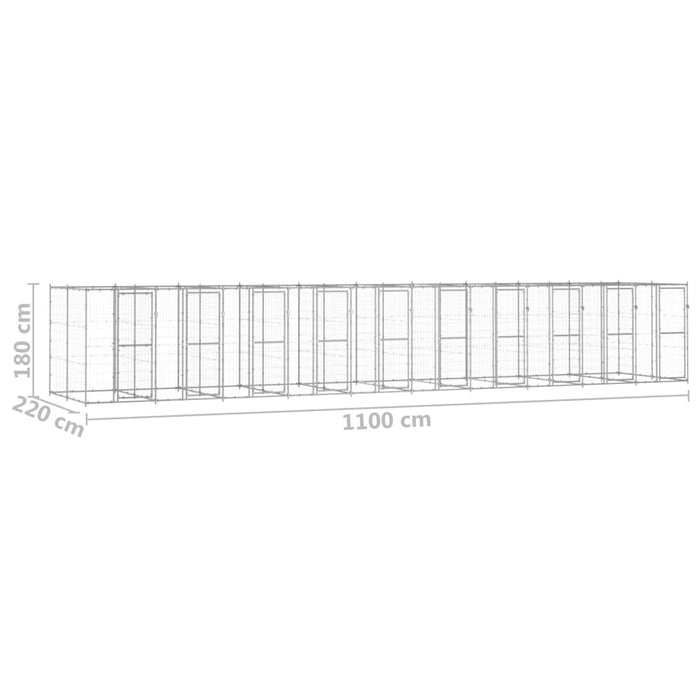 Gabbia per Cani da Esterno in Acciaio Zincato 24,2 m²