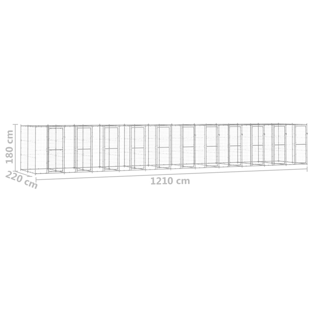 Gabbia per Cani da Esterno in Acciaio Zincato 26,62m² cod mxl 55551