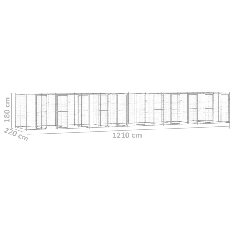 Gabbia per Cani da Esterno in Acciaio Zincato 26,62m² cod mxl 55551