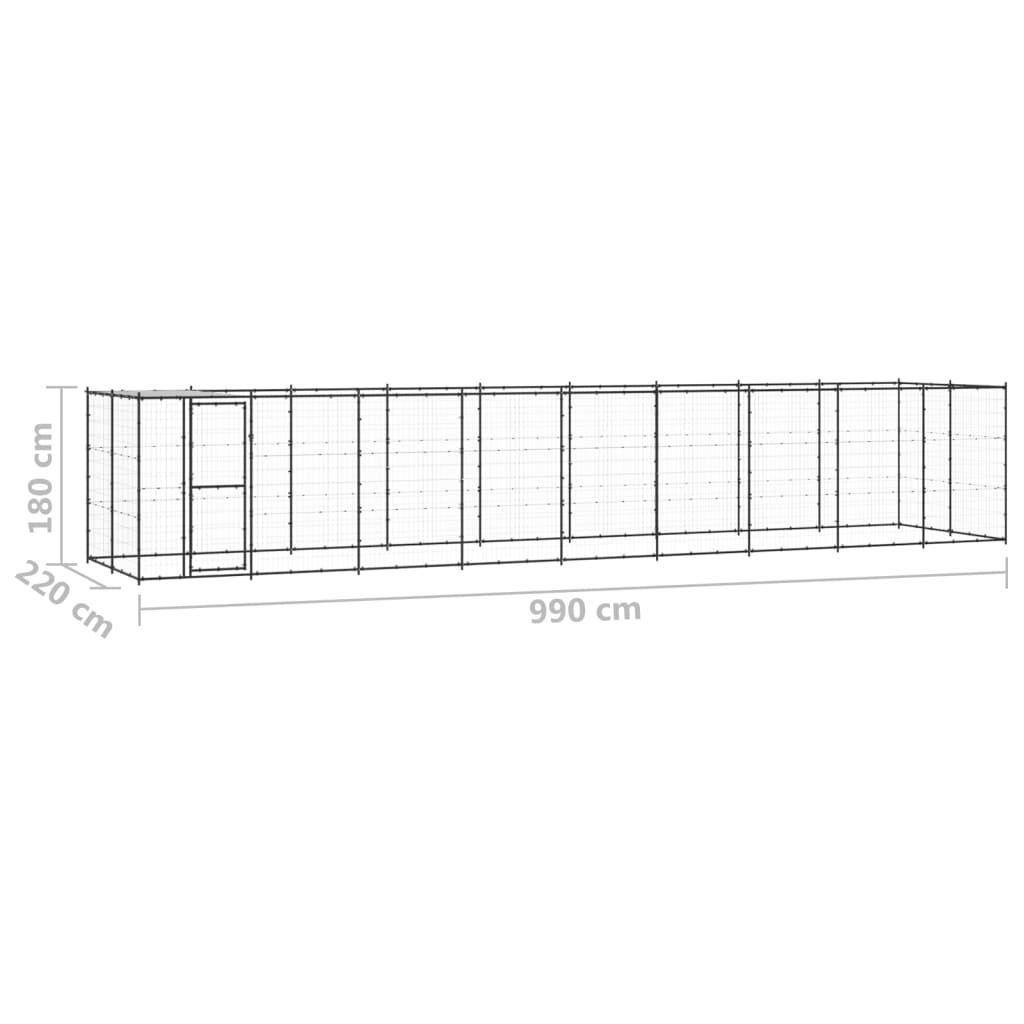 Gabbia per Cani da Esterno in Acciaio con Tetto 21,78 m² 3082296