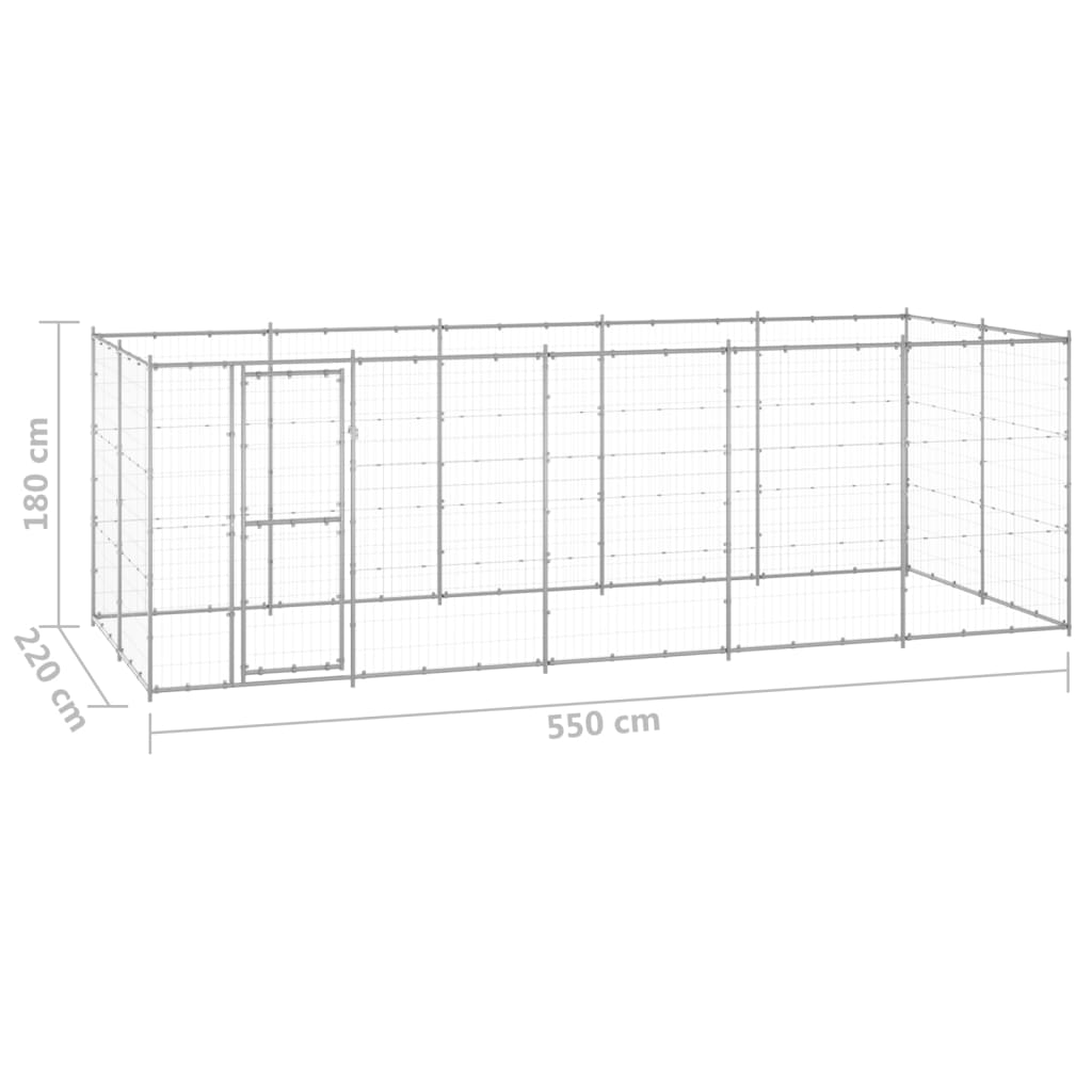 Gabbia per Cani da Esterno in Acciaio Zincato 12,1 m²