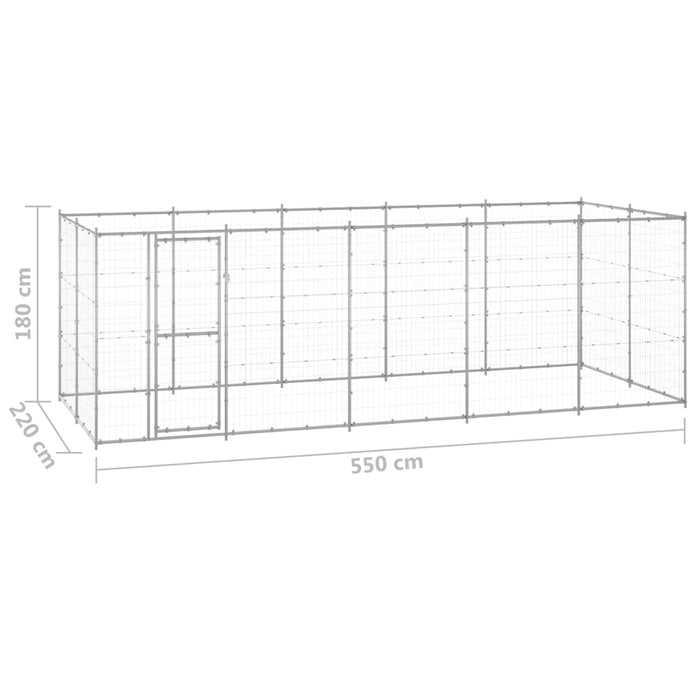 Gabbia per Cani da Esterno in Acciaio Zincato 12,1 m²