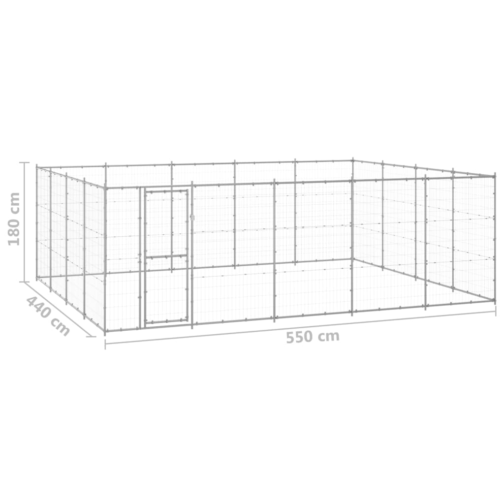 Gabbia per Cani da Esterno in Acciaio Zincato 24,2 m² cod mxl 59969