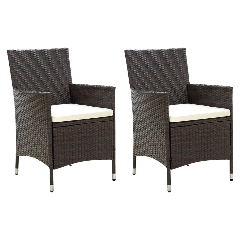 Sedie da Giardino 2 pz con Cuscini in Polyrattan Marrone cod mxl 23200