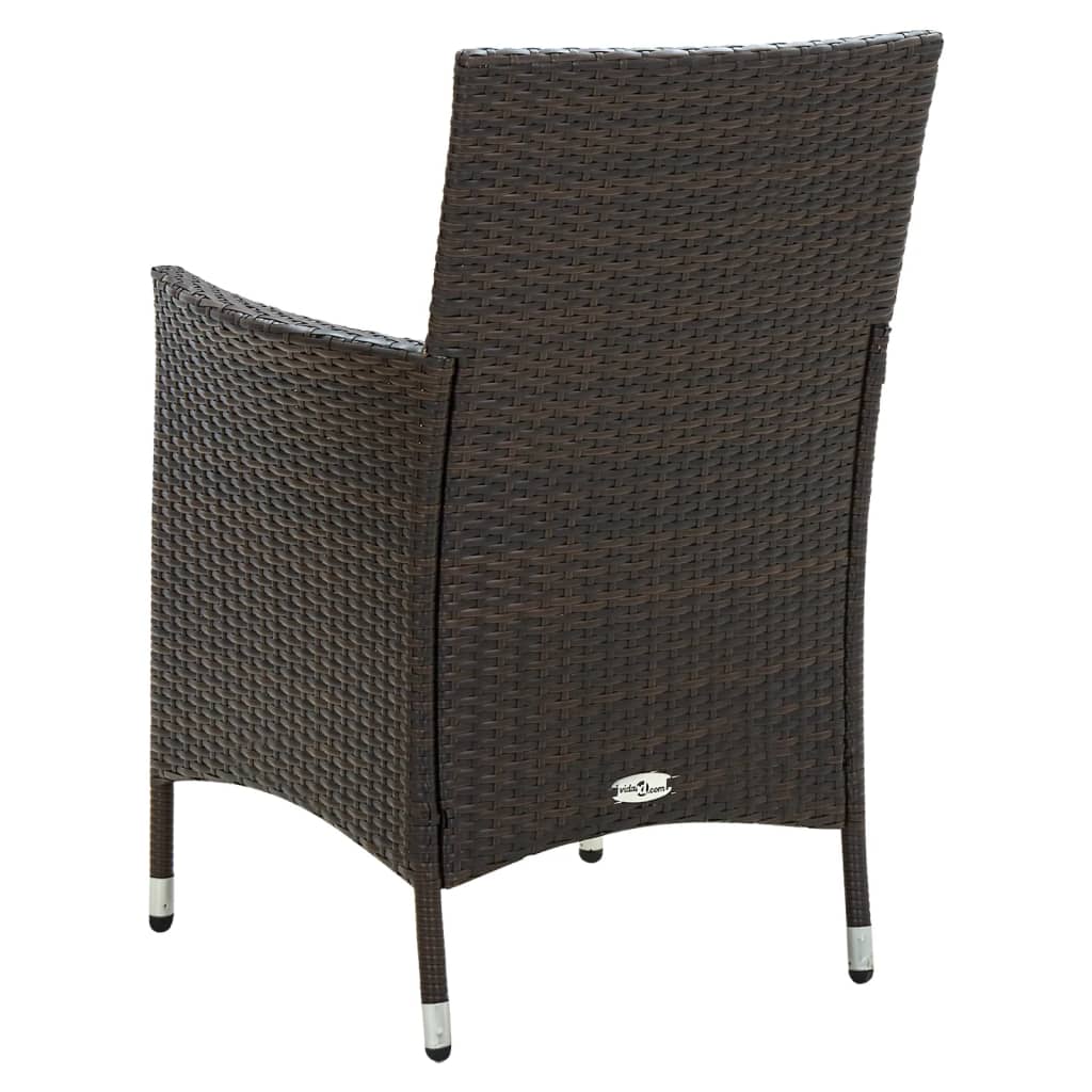 Sedie da Giardino 2 pz con Cuscini in Polyrattan Marrone cod mxl 23200