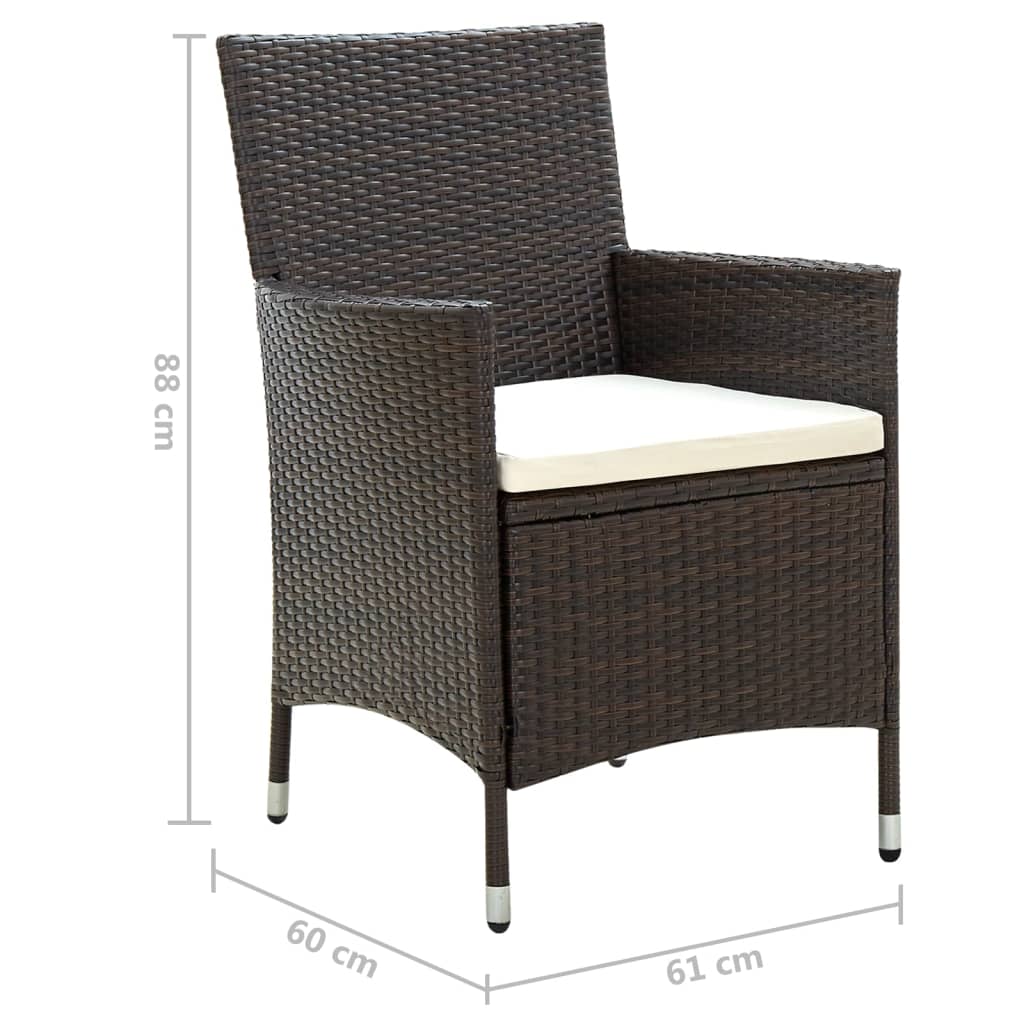 Sedie da Giardino 2 pz con Cuscini in Polyrattan Marrone 316679