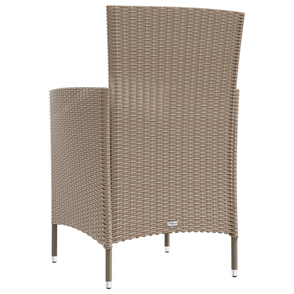 Sedie da Giardino con Cuscini 2 pz in Polyrattan Beige cod mxl 23196