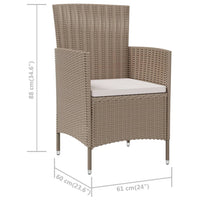 Sedie da Giardino con Cuscini 2 pz in Polyrattan Beige cod mxl 23196