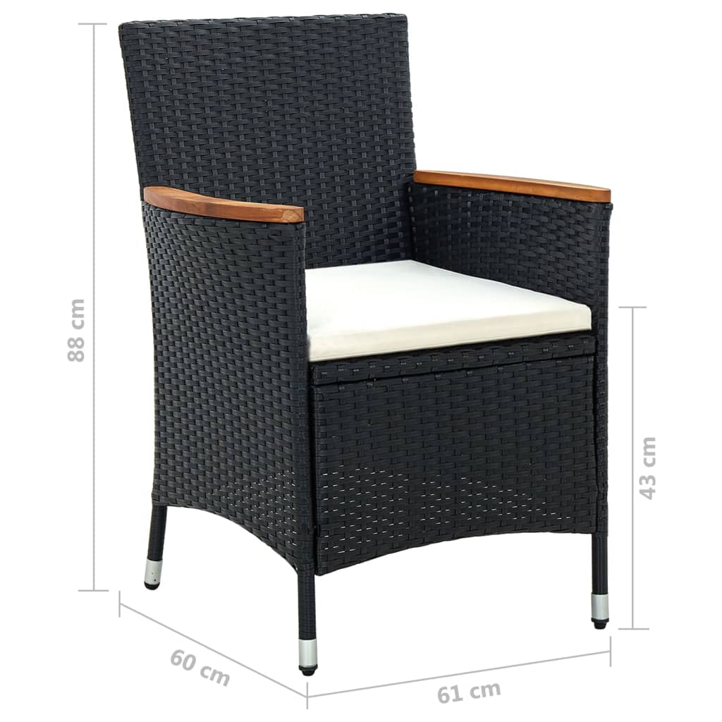 Sedie da Pranzo per Giardino 4 pz in Polyrattan Nero cod mxl 23205