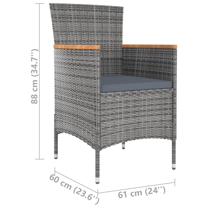 Sedie da Pranzo da Giardino 4 pz in Polyrattan Grigio cod mxl 23206