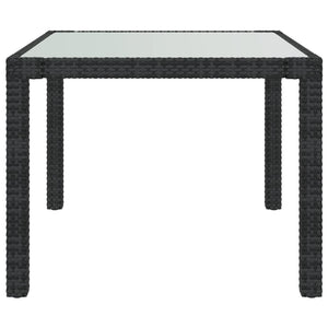 Tavolo Giardino 90x90x75 cm Vetro Temperato e Polyrattan Nero